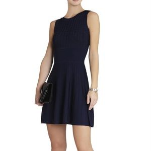 BCBGMAXAZRIA NAVY EMILIA PONTELLE & OTTOMAN DRESS LZL61B67/B469A SIZE L
